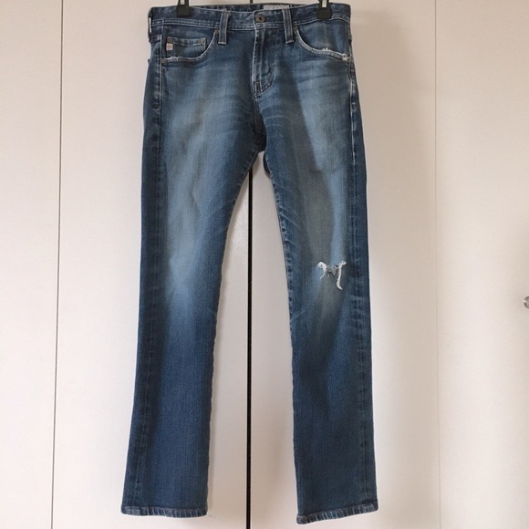 Ag Adriano Goldschmied The Matchbox Distressed Slim Straight Jeans 29 x 34 - Picture 1 of 15